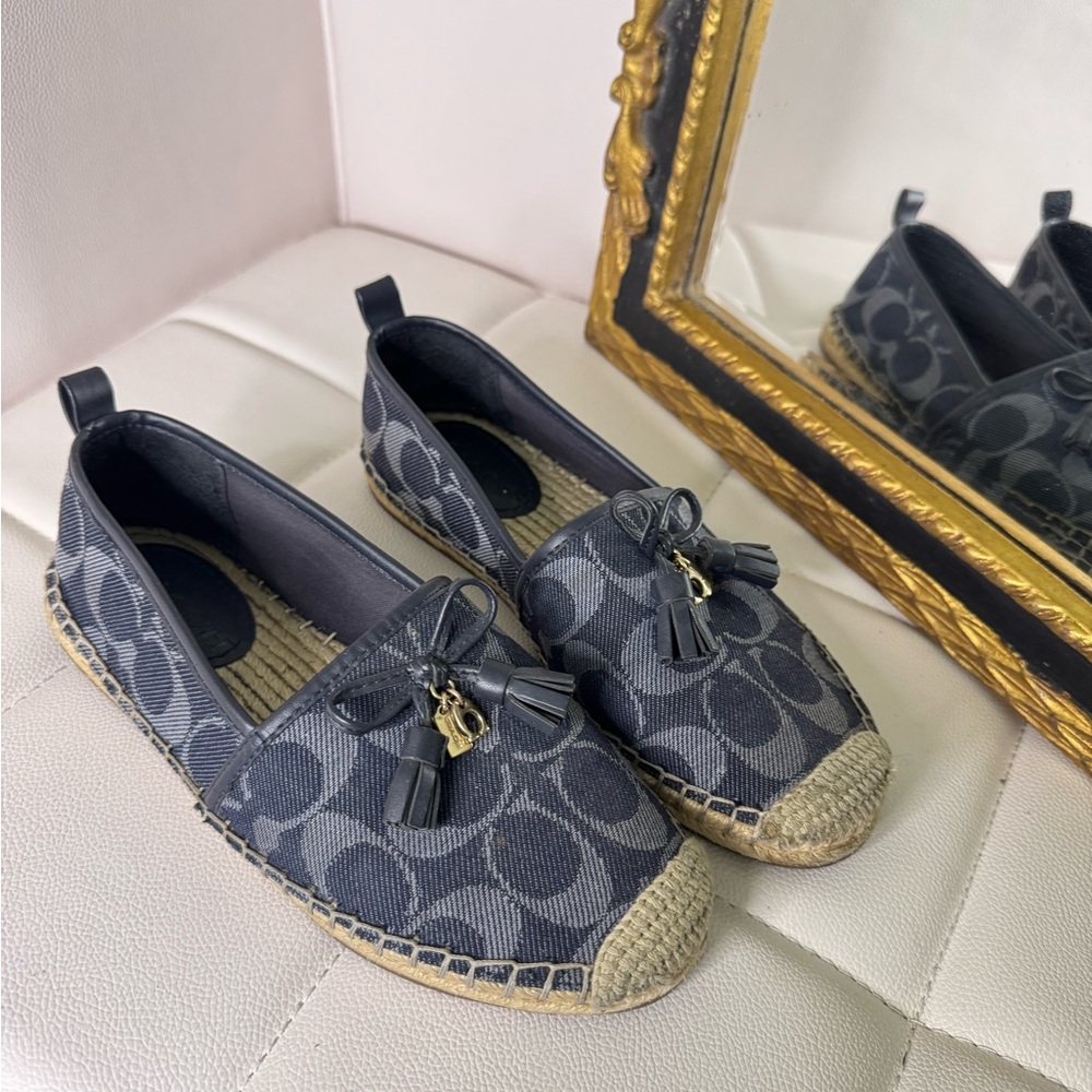 Women’s Coach blue denim with logo espadrilles